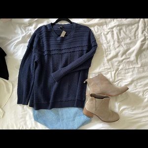 JCrew Crewneck scalloped pointelle sweater NWT